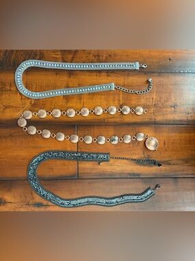 Women's Mixed Metal Statement Belt Set - Silver, Copper & Gold Tones